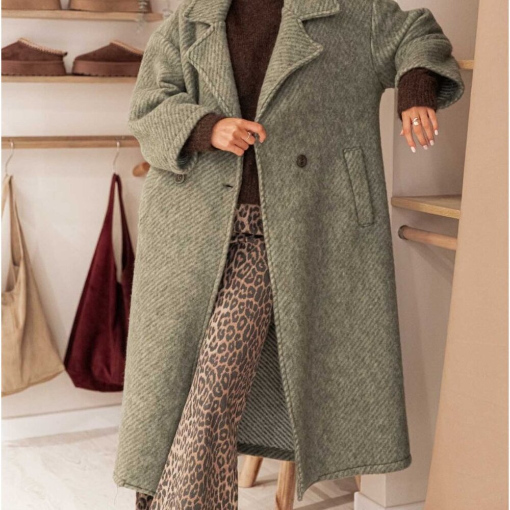 Pretty Wire Solal Khaki chiné - wool coat